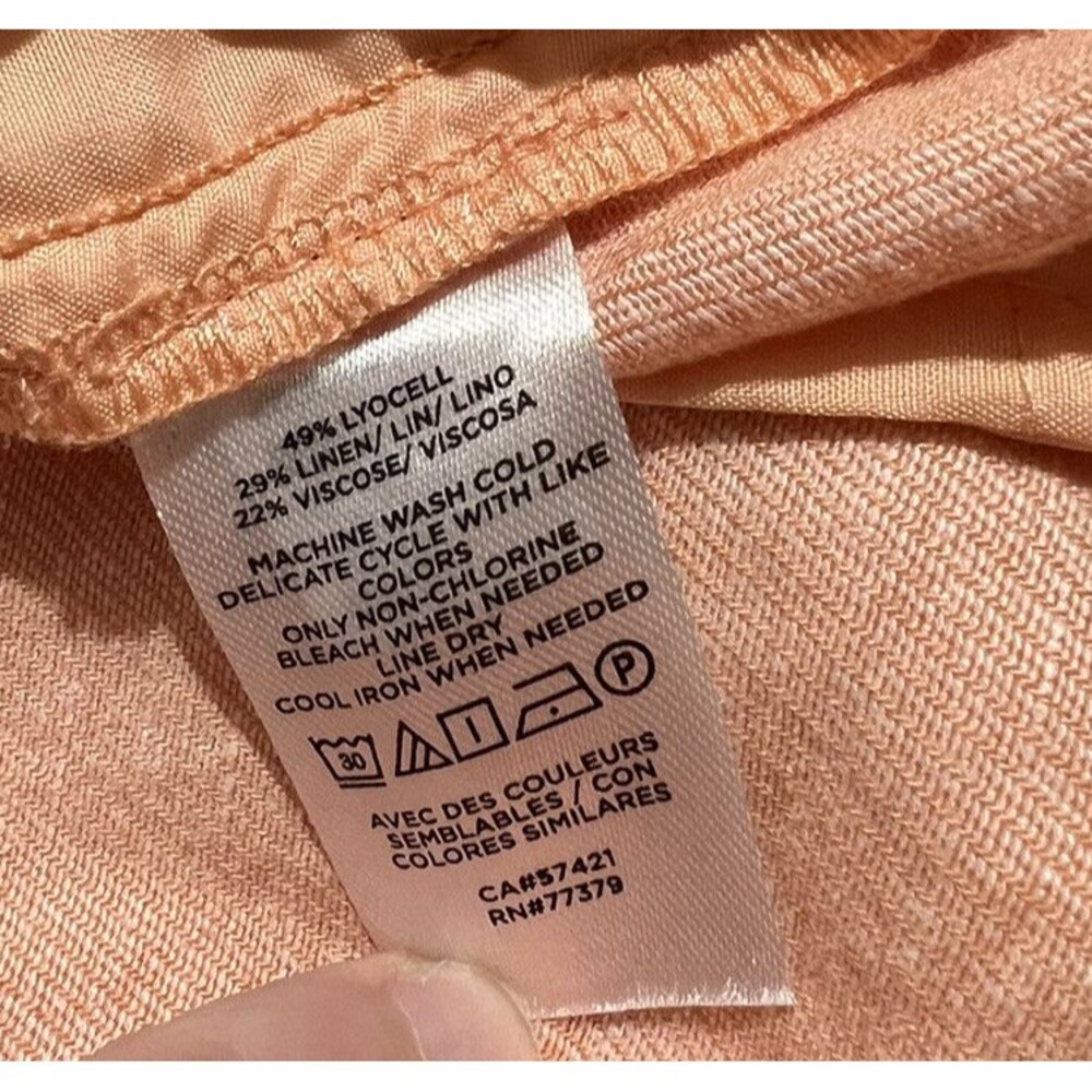 Ann Taylor Peach Linen Blend Pants Size 14 - Picture 7 of 8